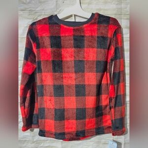 Cat & Jack Red and Black Plaid 2 Piece Fuzzy Pj Set
